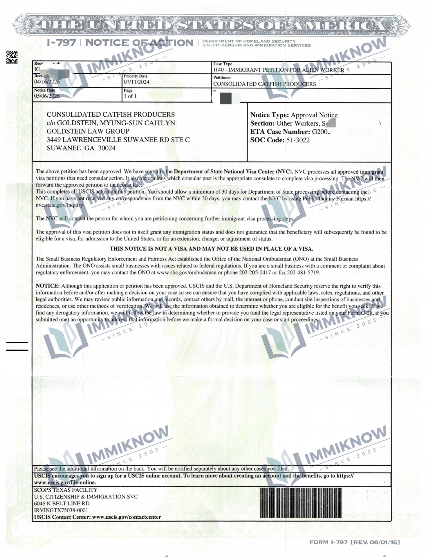 Thông báo chấp thuận I-140 - Anh T