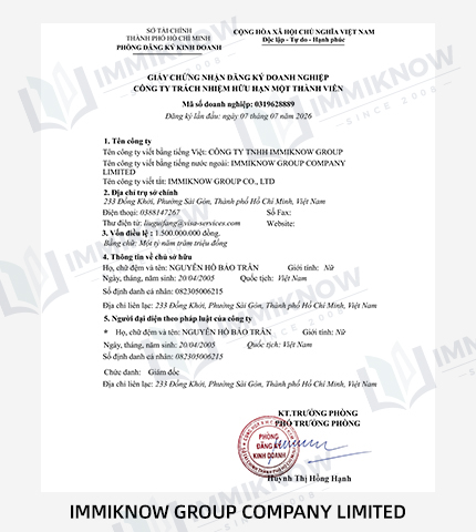 Giấy phép / Chứng nhận của Immiknow 8